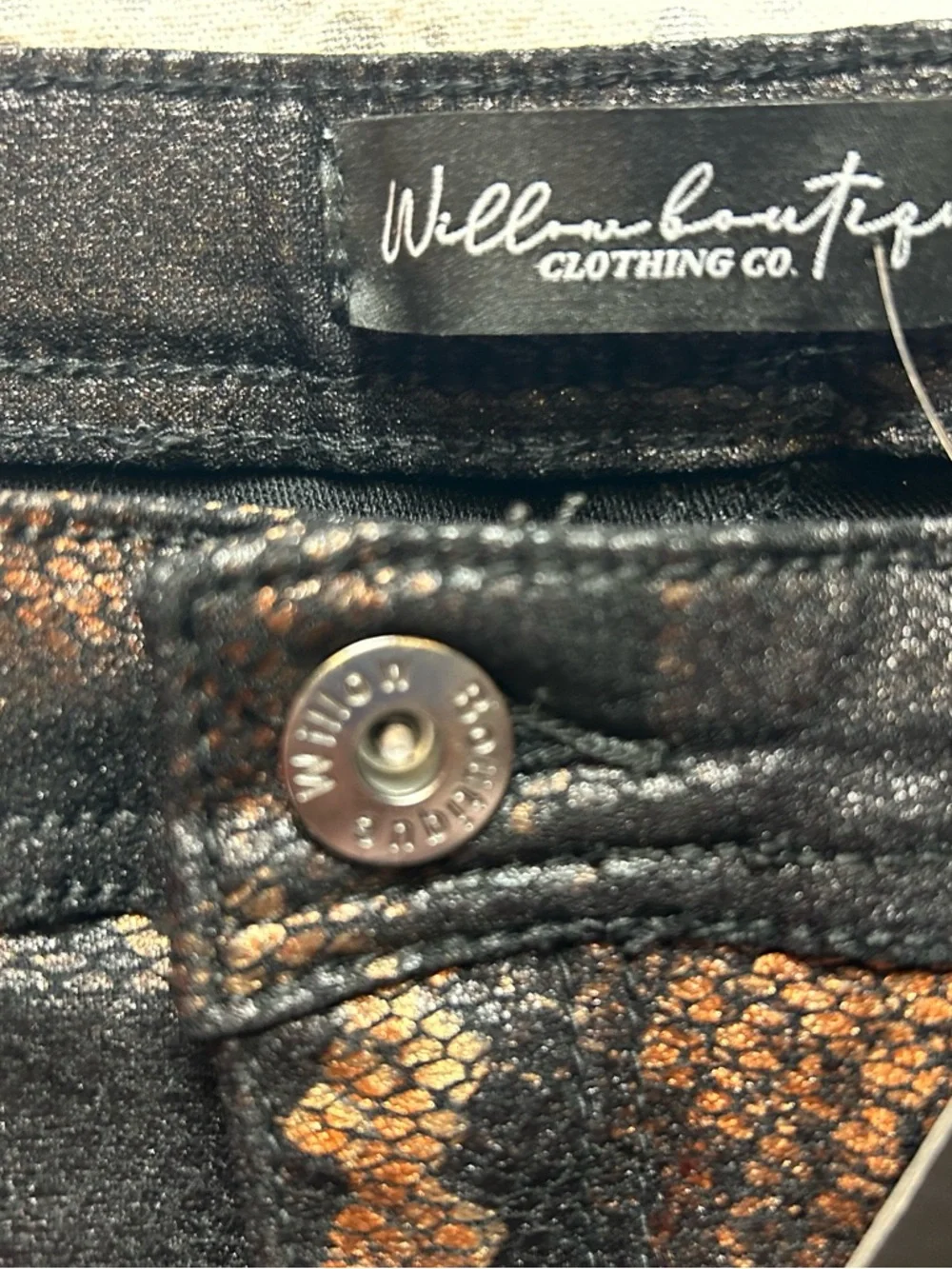 Willow Black & Brown Snakeskin look Flare Jeans - Picture 2 of 5